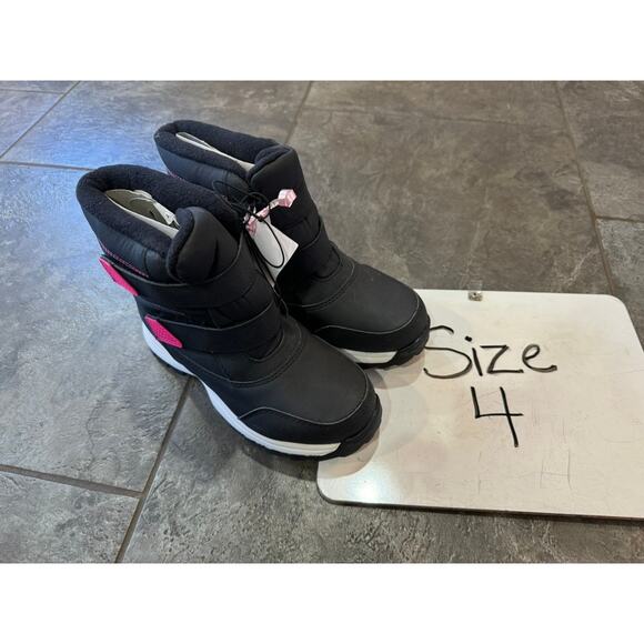 NEW Wonder Nation Black & Pink Snow Boots Big Girl Size 4 - Picture 3 of 3